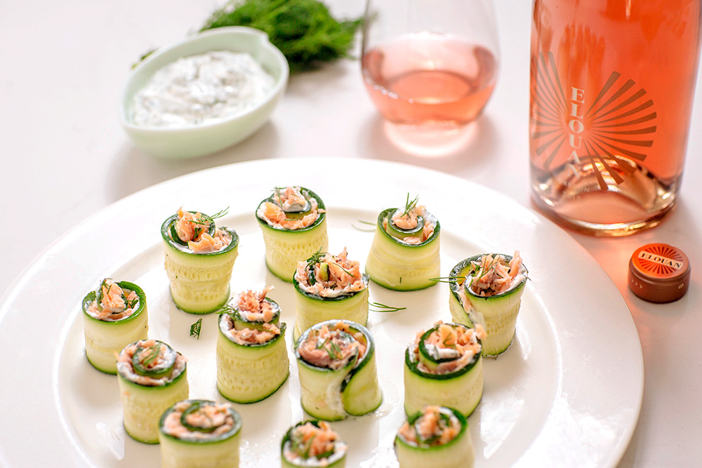 Salmon Rolls with Dill Dipping Sauce